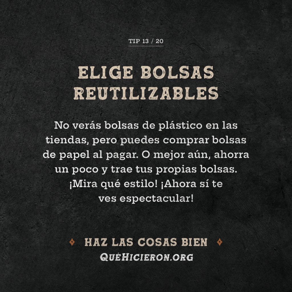Elija bolsas reutilizables